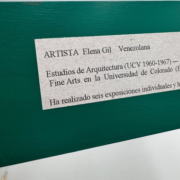 Elena Gil Artist signed Turquoise white tree 3D wall decor shelf decoration mini - Picture 6 of 14